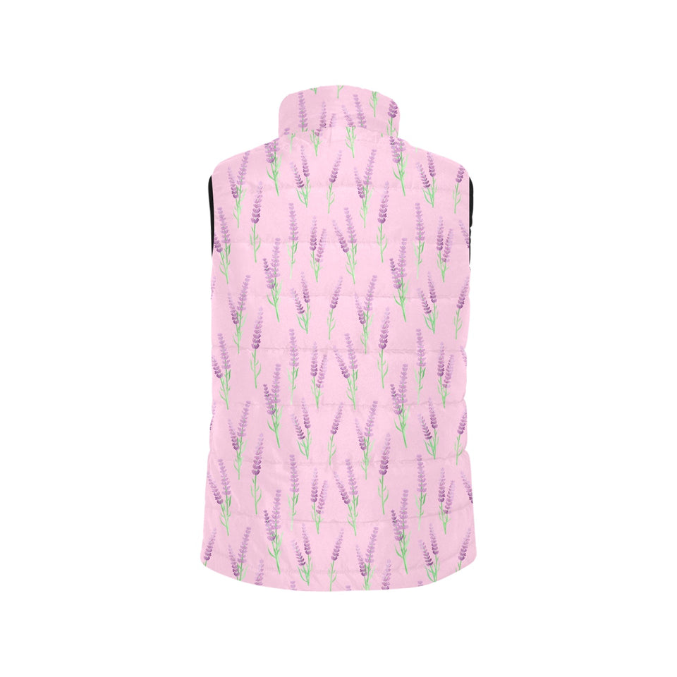Lavender pattern pink background Men's Padded Vest