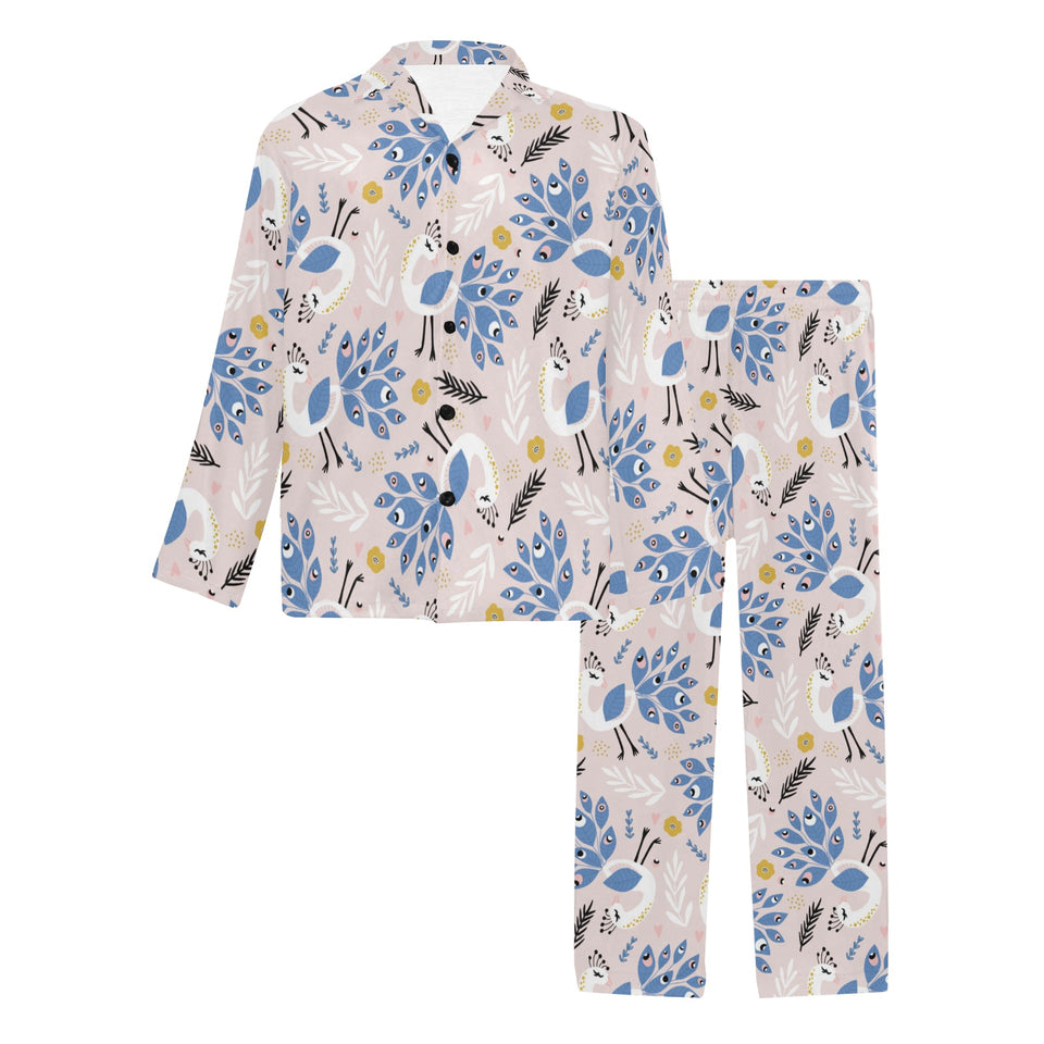Cute peacock pattern Men's Long Pajama Set