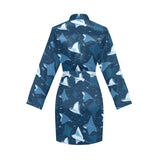 Stingray Pattern Print Design 04 Women's Long Sleeve Belted Night Robe