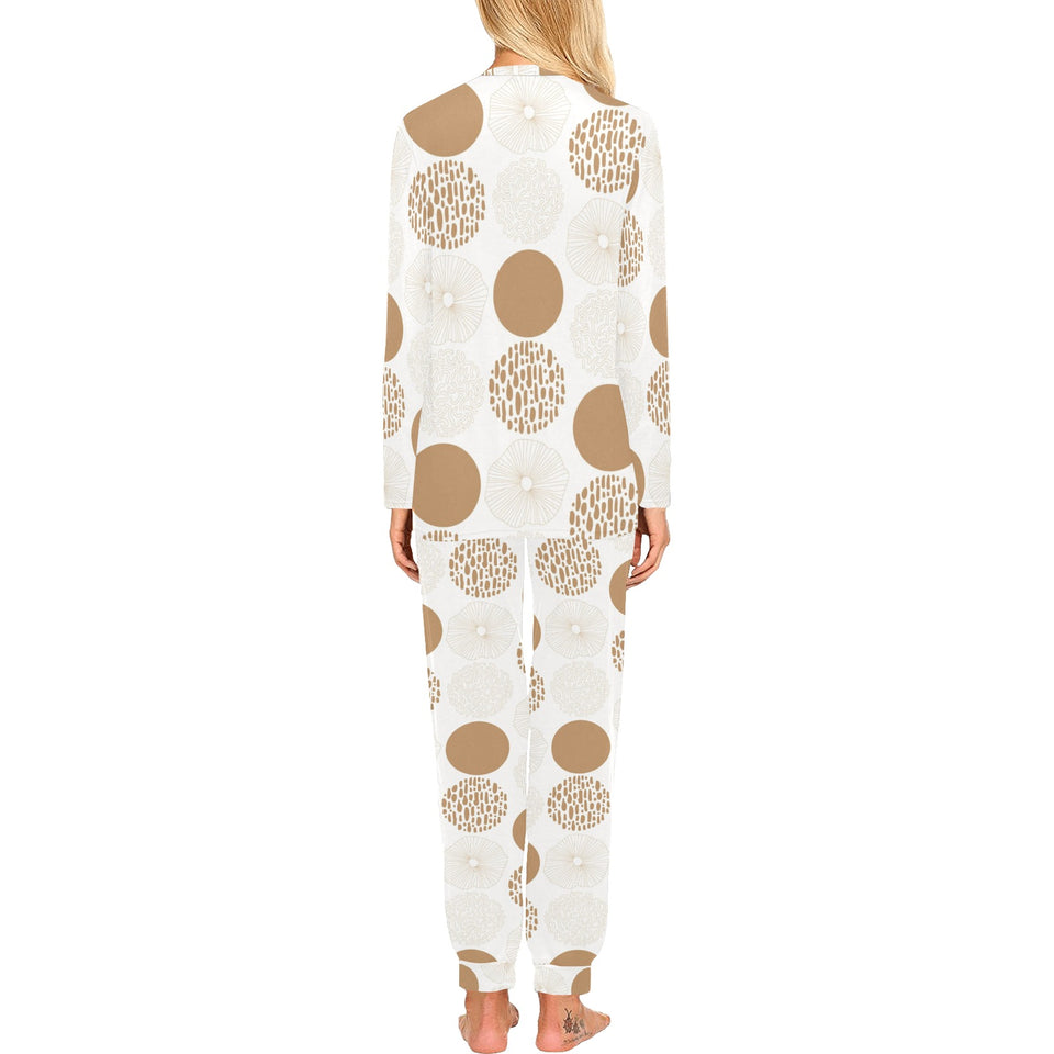 Gold Texture mushroom pattern Women's All Over Print Pajama Set