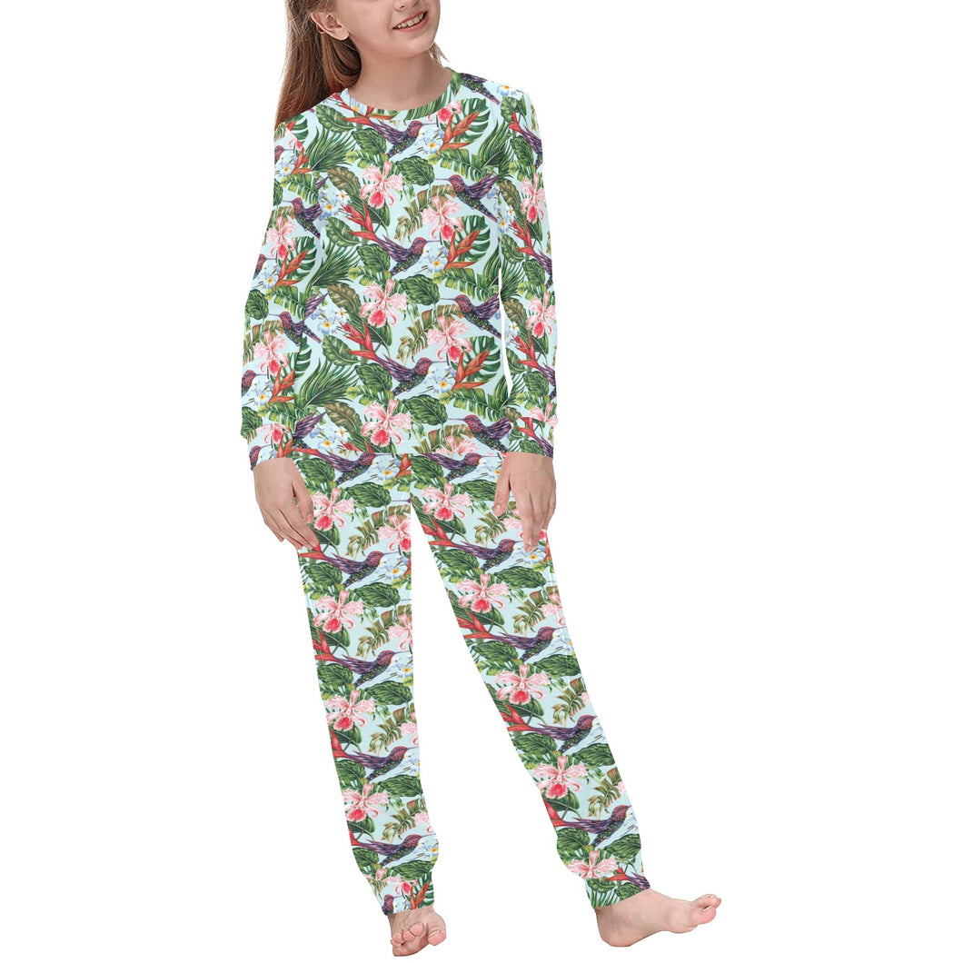 Hummingbird Pattern Print Design 05 Kids' Boys' Girls' All Over Print Pajama Set