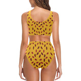 Passion fruit texture Chest Bowknot High Waisted Bikini Swimsuit