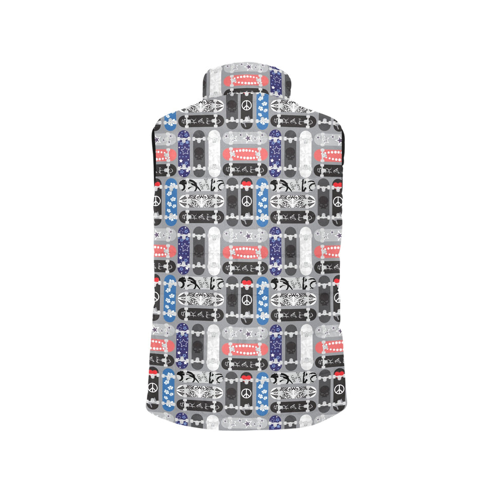 Skate Board Pattern Print Design 04 Women's Padded Vest
