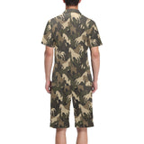 Horse Camouflage Pattern Men's V-Neck Short Pajama Set