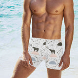 Polar bears star poka dot pattern Men's Swimming Trunks