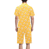 Lion Pattern Print Design 03 Men's V-Neck Short Pajama Set