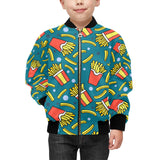 French fries red paper box pattern Kids' Boys' Girls' Bomber Jacket