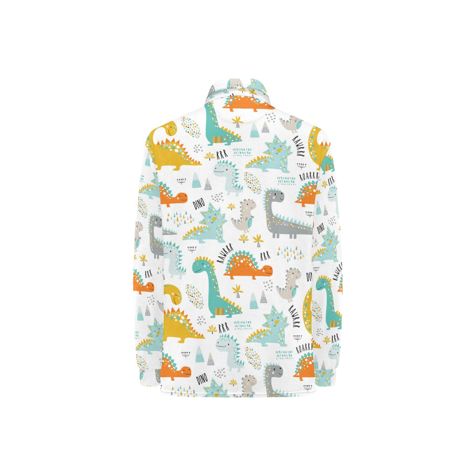 Cute funny kids dinosaurs pattern Women's Long Sleeve Polo Shirt