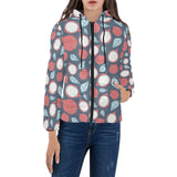 dragon fruits dark blue background Women's Padded Hooded Jacket