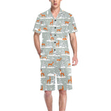Beautiful deers Winter Christmas Men's V-Neck Short Pajama Set