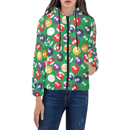 Billiard Ball Pattern Print Design 02 Women's Padded Hooded Jacket