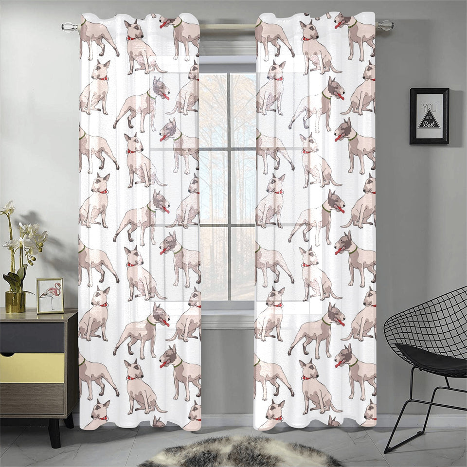 Bull Terrier Pattern Print Design 04 Gauze Curtain