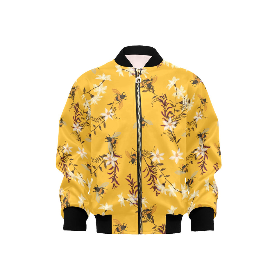 Bee flower pattern Kids' Boys' Girls' Bomber Jacket