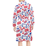 British Pattern Print Design 01 Men's Long Sleeve Belted Night Robe