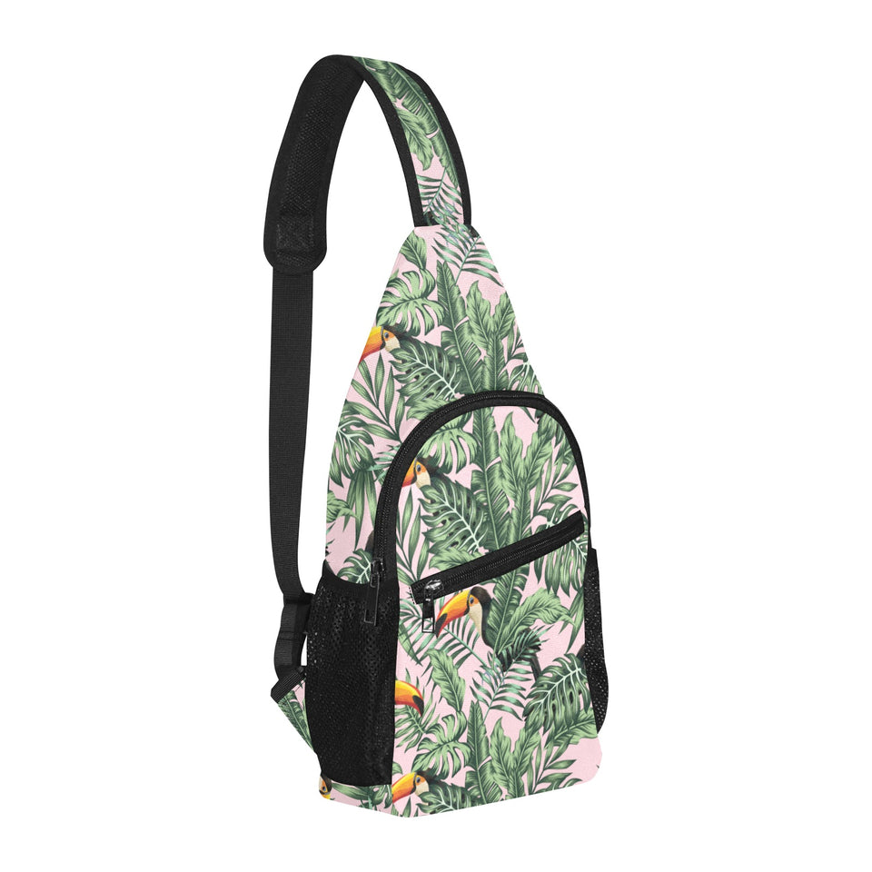 Toucan tropical green jungle palm pattern All Over Print Chest Bag