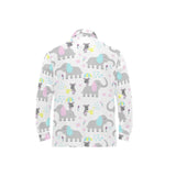 Cute elephant mouse pattern Men's Long Sleeve Polo Shirt