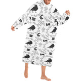 Crows floral wreath rabbit pattern Blanket Robe with Sleeves