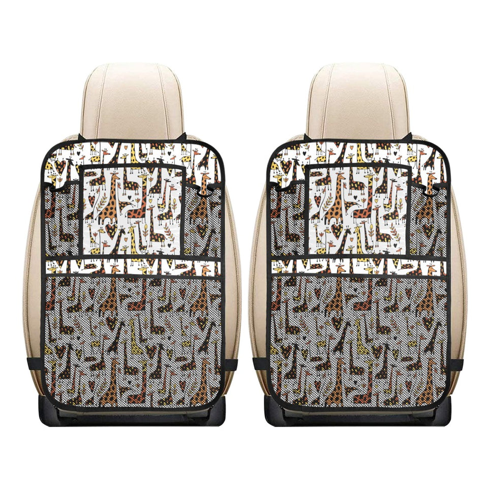 Giraffe Pattern Print Design 05 Car Seat Back Organizer