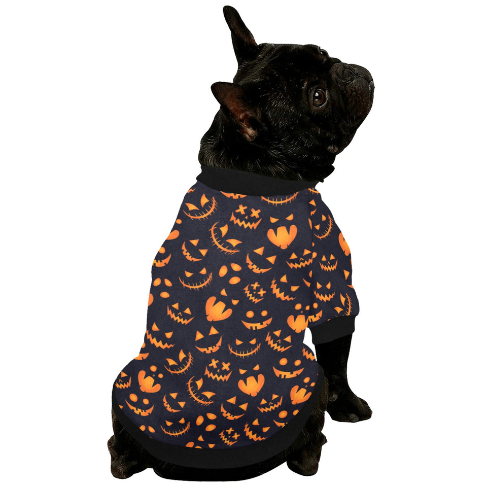 Halloween pattern Pumpkin background All Over Print Pet Dog Round Neck Fuzzy Shirt