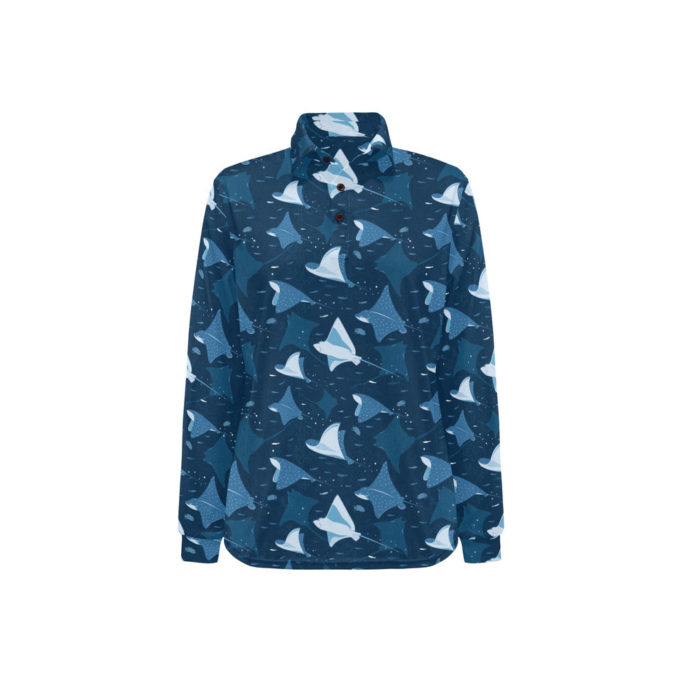 Stingray Pattern Print Design 04 Women's Long Sleeve Polo Shirt