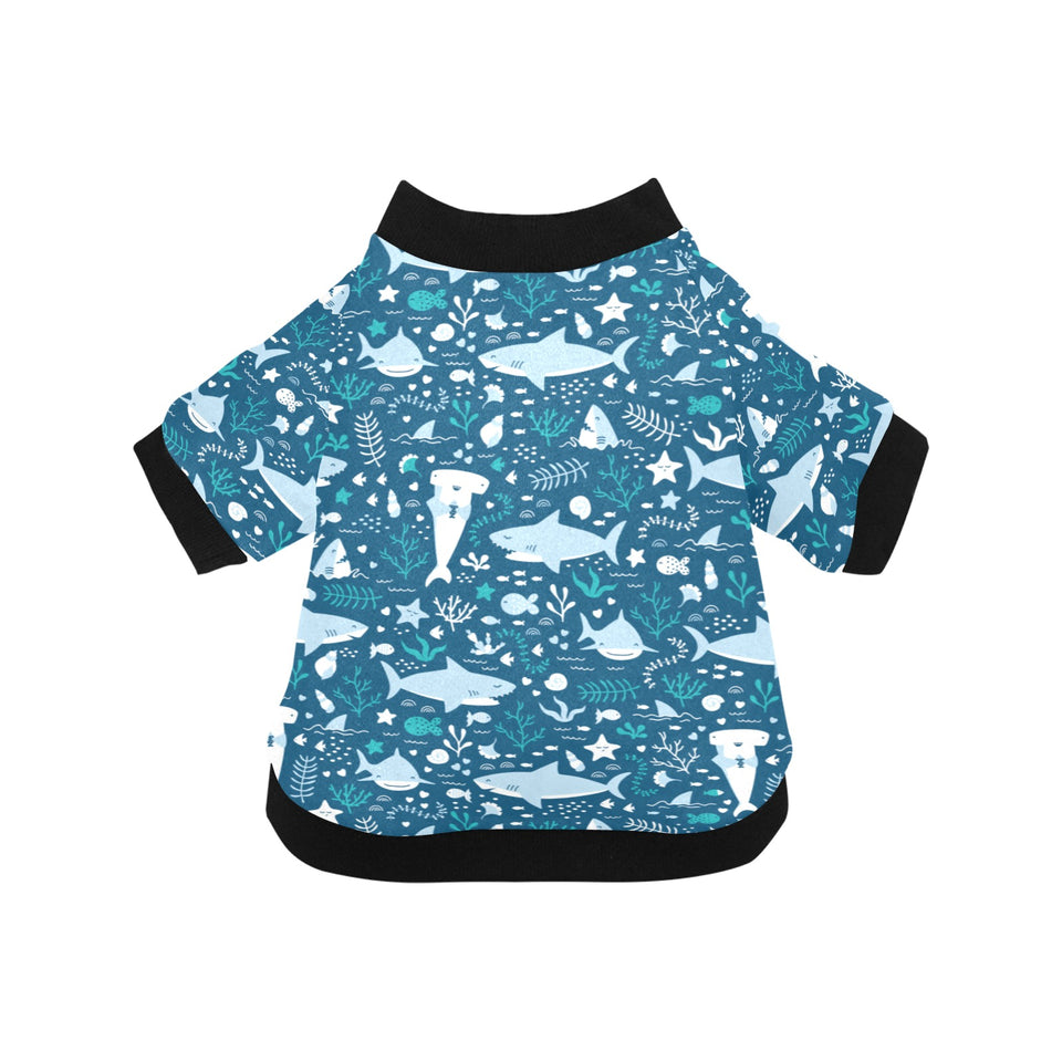 Cute shark pattern All Over Print Pet Dog Round Neck Fuzzy Shirt