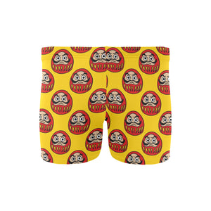 Daruma japanese wooden doll yellow background Men's Swimming Trunks