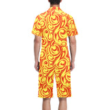 Fire flame design pattern Men's V-Neck Short Pajama Set