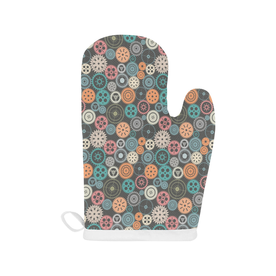 Gear Pattern Print Design 05 Heat Resistant Oven Mitts