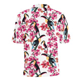 Toucan flower design pattern Men's All Over Print Polo Shirt
