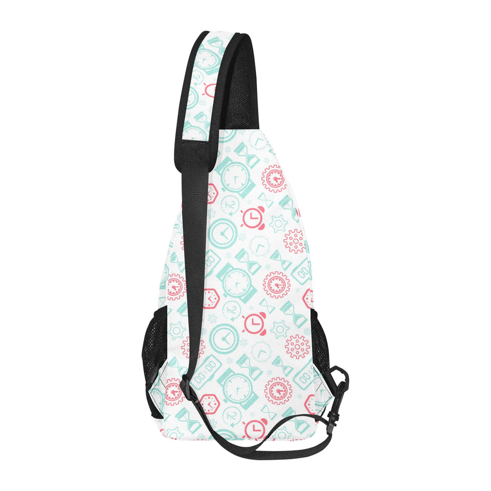 Clock time pattern blackground All Over Print Chest Bag