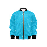 Airplane destinations blue background Kids' Boys' Girls' Bomber Jacket