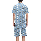 Seagull Pattern Print Design 04 Men's V-Neck Short Pajama Set