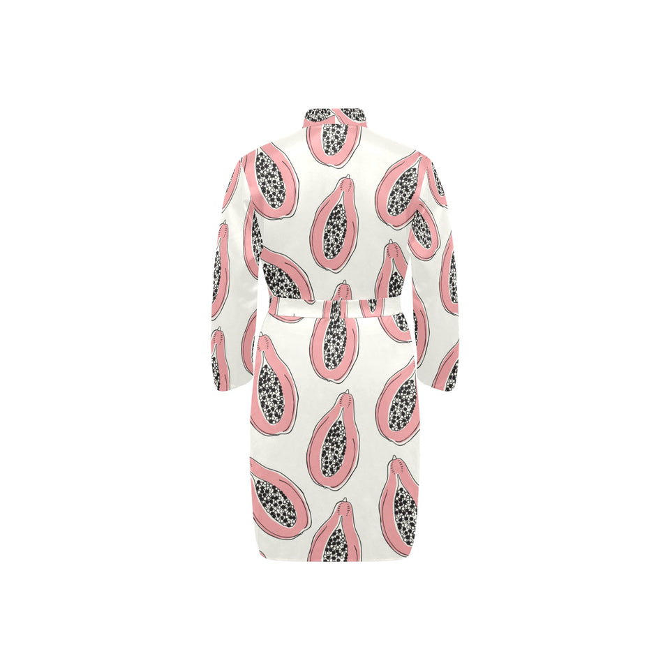 papaya pattern Men's Long Sleeve Belted Night Robe