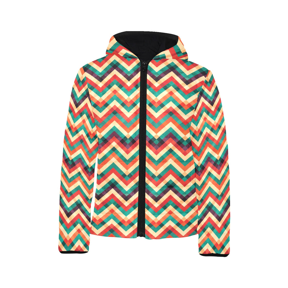 zigzag chevron colorful pattern Kids' Boys' Girls' Padded Hooded Jacket