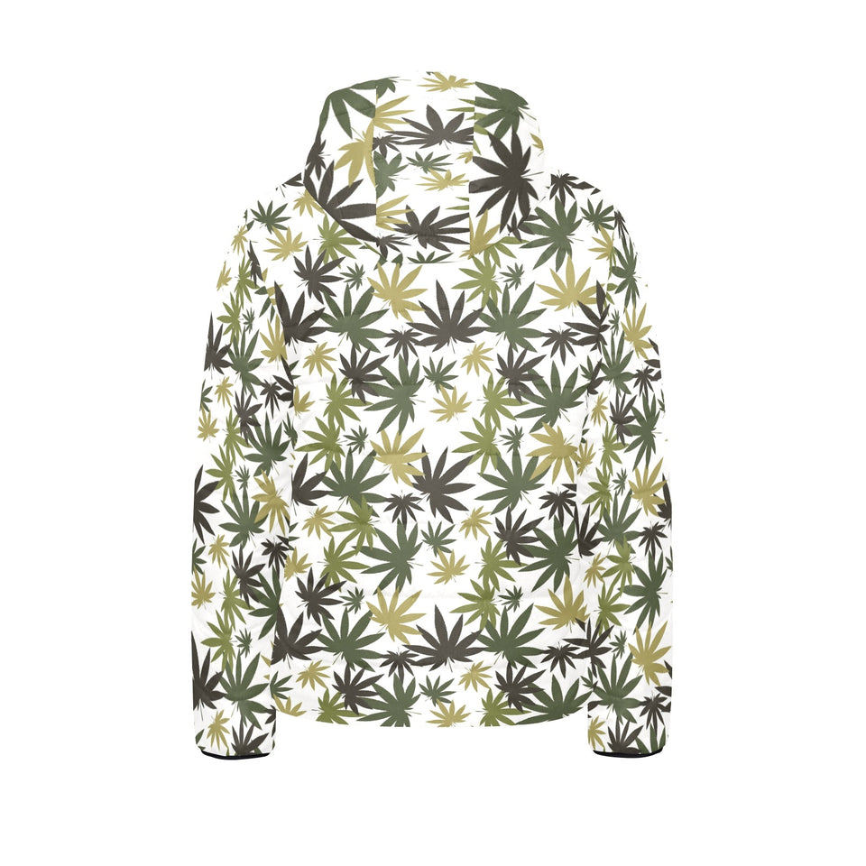 Canabis Marijuana Weed Pattern Print Design 05 Kids' Boys' Girls' Padded Hooded Jacket