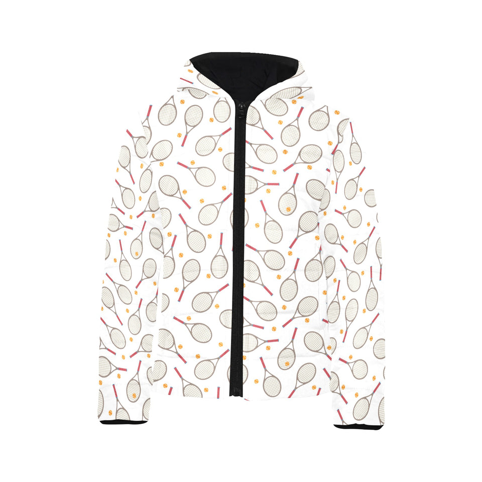 Tennis Pattern Print Design 04 Kids' Boys' Girls' Padded Hooded Jacket