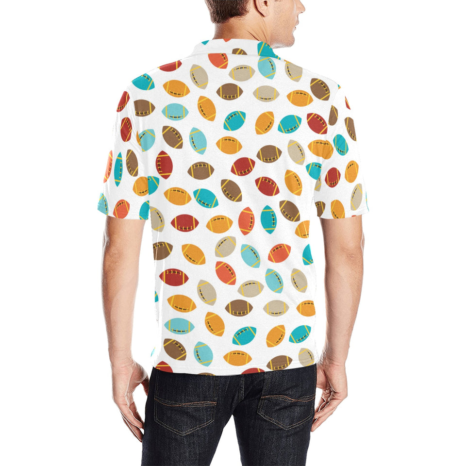 Colorful american football ball pattern Men's All Over Print Polo Shirt