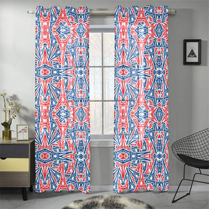 Blue Red Eiffel Tower Pattern Print Design 02 Gauze Curtain