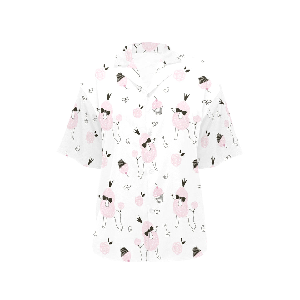 Poodle dog rose cake pattern Women's All Over Print Hawaiian Shirt