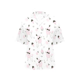 Poodle dog rose cake pattern Women's All Over Print Hawaiian Shirt