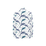 Dolphins pattern dotted background Women's Long Sleeve Polo Shirt