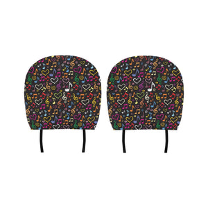 Music Notes Pattern Print Design 02 Car Headrest Cover