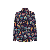 Colorful mushroom pattern Women's Long Sleeve Polo Shirt