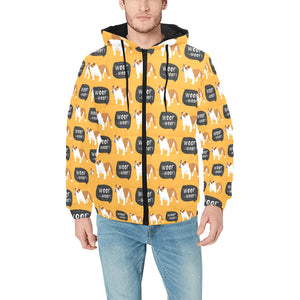 English Bulldog Pattern Print Design 04 Men's Padded Hooded Jacket
