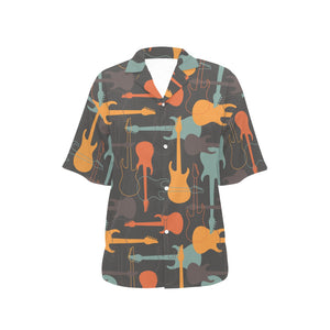 electric guitars pattern Women's All Over Print Hawaiian Shirt