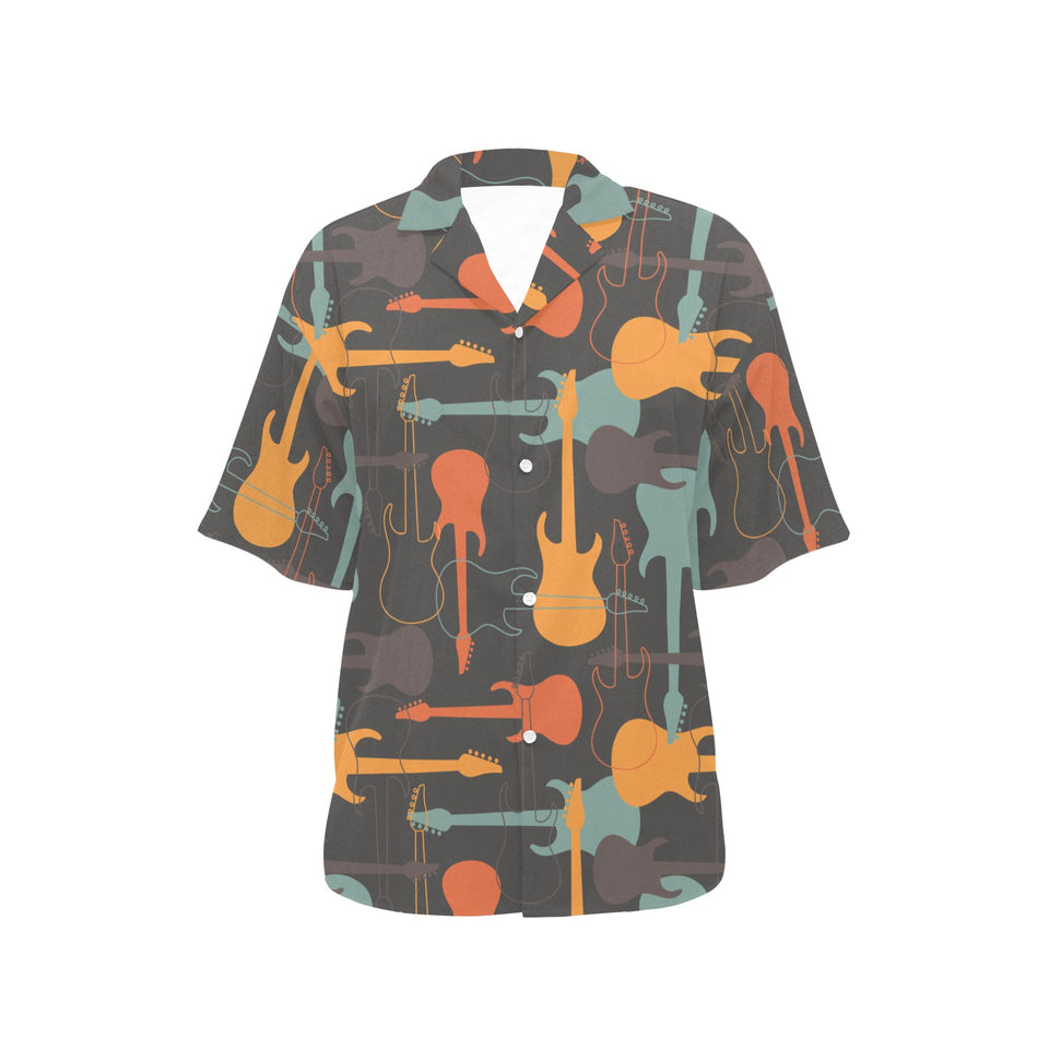 electric guitars pattern Women's All Over Print Hawaiian Shirt