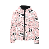 Cows milk product pink background Kids' Boys' Girls' Padded Hooded Jacket