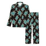 Sea turtle blue stone pattern Men's Long Pajama Set