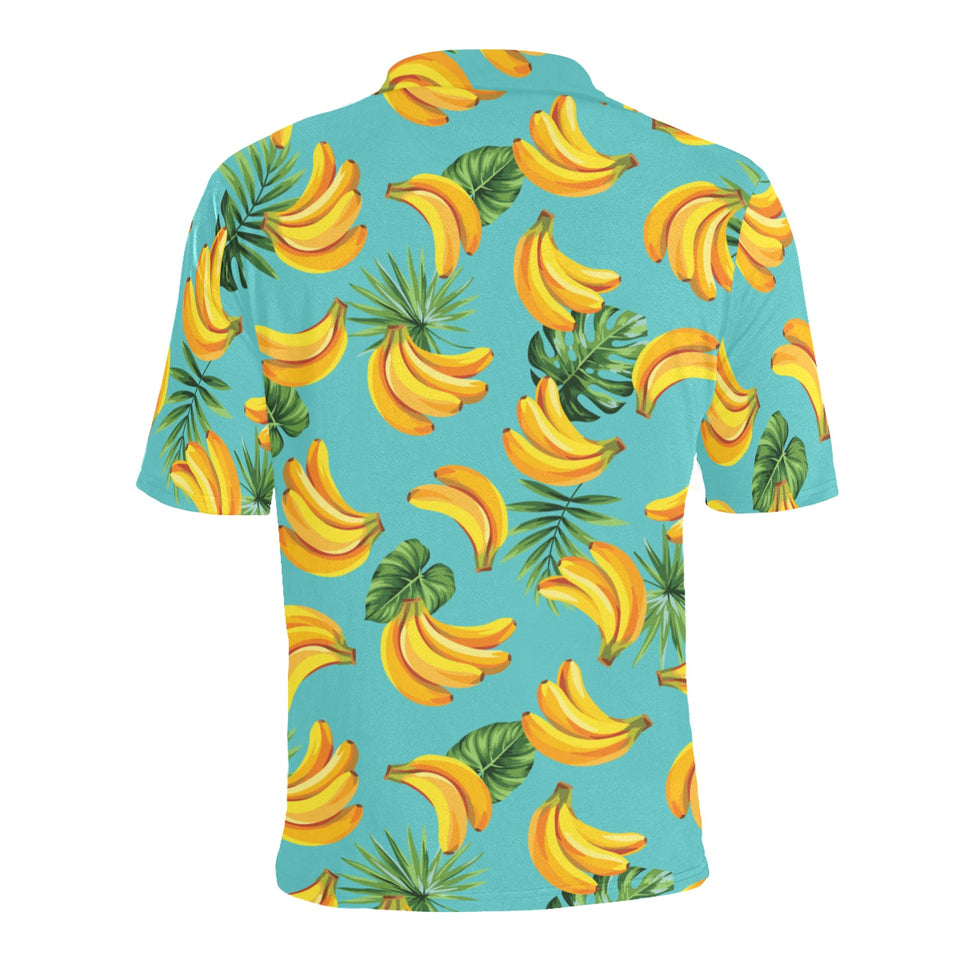 Banana Palm Leaves pattern background Men's All Over Print Polo Shirt
