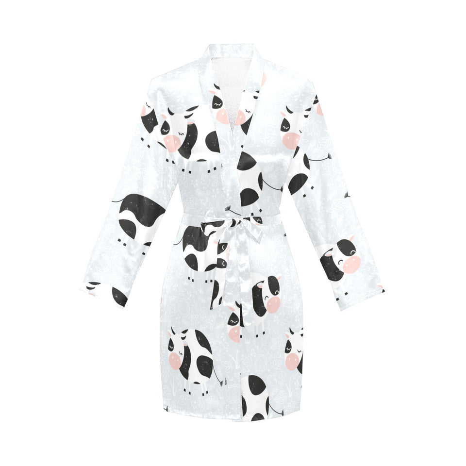 Cute cows pattern Women's Long Sleeve Belted Night Robe